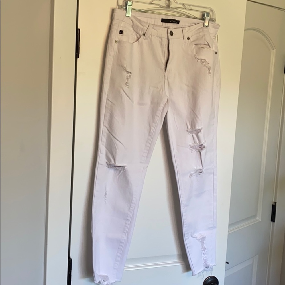 KANCAN Ripped White Jeans